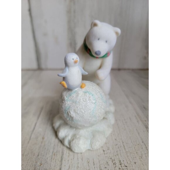 Russ snowy days Flocked polar‎ bear penguin Snowman Xmas figure - Picture 3 of 8